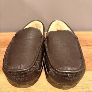 14th & Union Dark Brown Leather Slip-On Moccasin with Shearling Lining